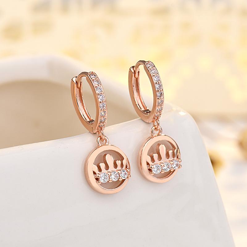 

Crown Zircon Earrings for Women Light Luxury Style Short Tassel Earrings Earrings Earrings