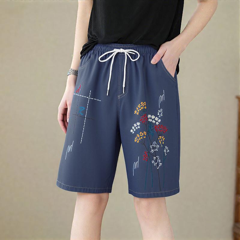 ZANZEA Women Casual Elastic Waist Drawstring Summer Print Short Pants