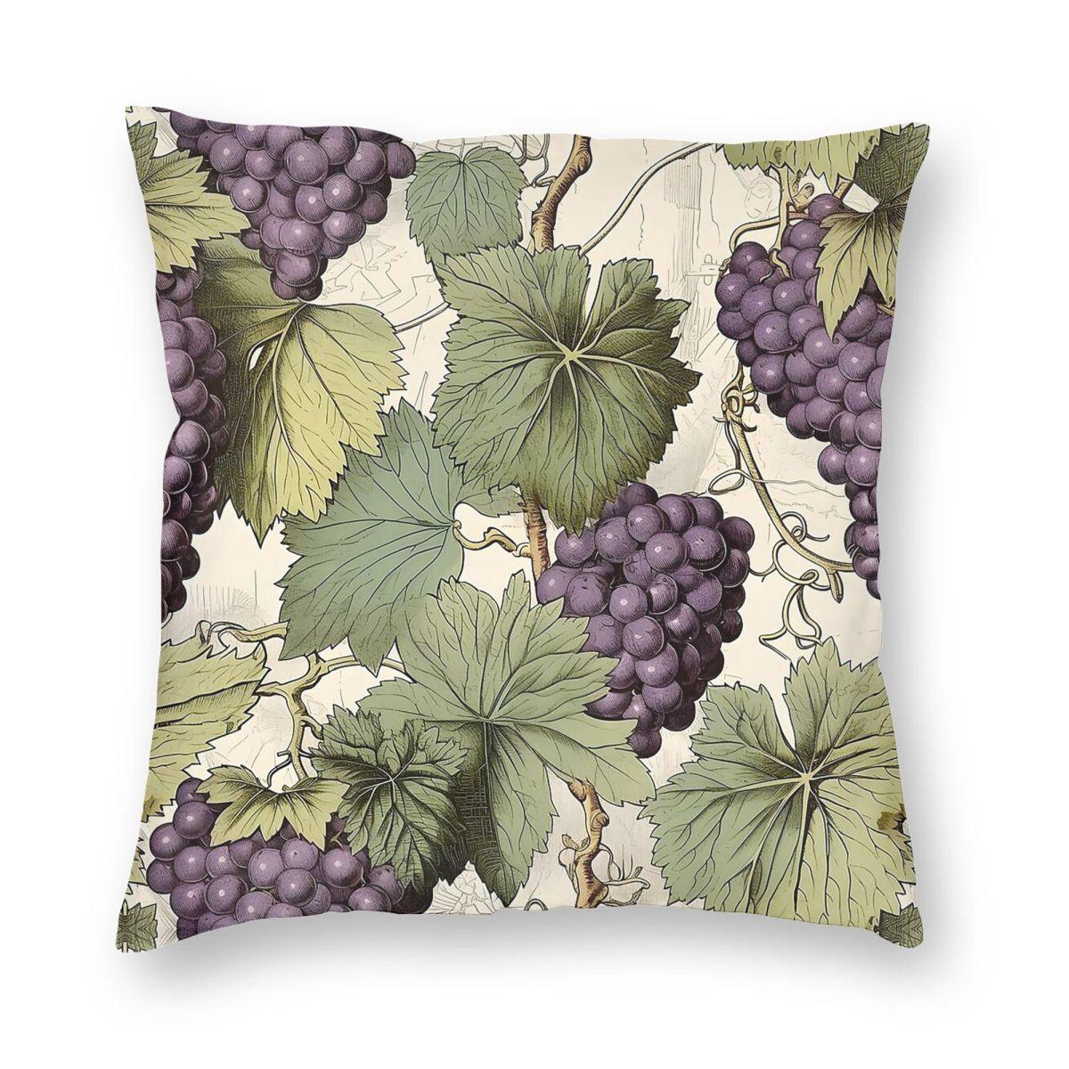 Квадратная наволочка с фиолетовым виноградом и листьями, полиэстер, лен, бархатный узор, декоративная молния, наволочка для подушки, чехол для домашней подушки, 45x45 30cmx30cm