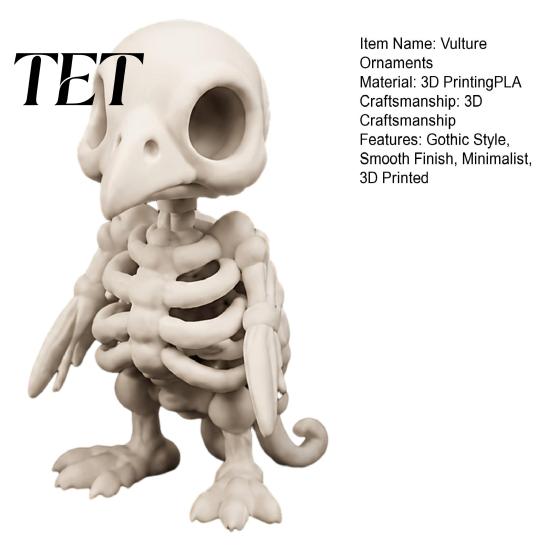 Horror Theme Display Pieces 3D Printed Gothic Vulture Skeleton Figurine,Spooky Bird Skull Statue, Mini Creative Resin Alternative Statues Micro