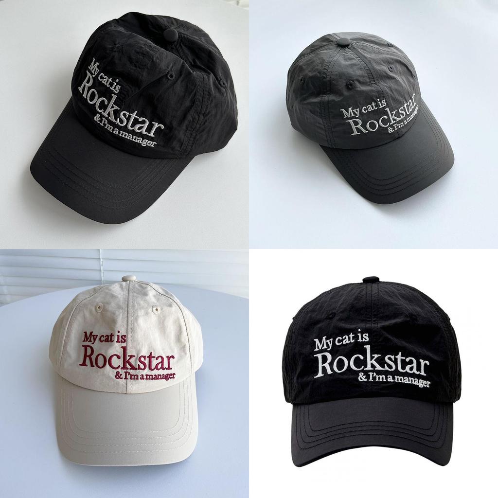 Rockstar Adjustable Quickdry Baseball Hat With Curved Brim For Casual Outdoor Wear