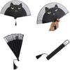 Cat Pattern Bamboo Folding Fan Japanese Style Women Lovely Cartoon Kitten Hand Fans Handheld Fan Crafts Home Decoration