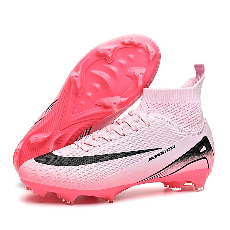 New High-Top Football Shoes Tf Broken Nails Artificial Turf Ag Nails Leather Feet Training Shoes For Men And Women