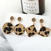 Women Sexy Leopard Print Geometric Square / Round Pendant Earrings