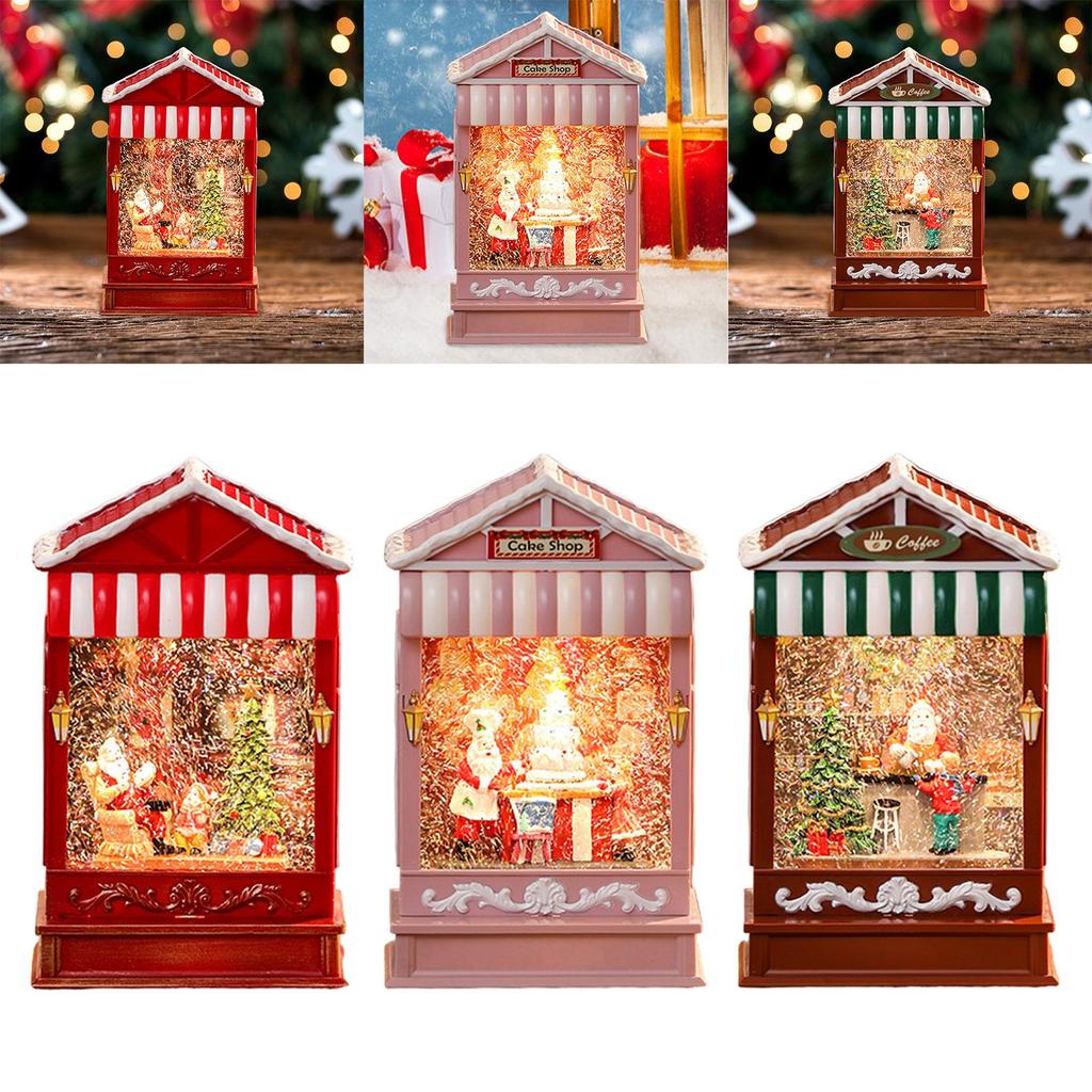Christmas Snow Globe Glitter Christmas Lantern for Bedroom Table Living Room