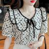 WTEMPO Brand Small Floral Shirts with Matching Doll Collar Summer Ladies' Tops Fashionable and Versatile Lapel Short-sleeved Shirts