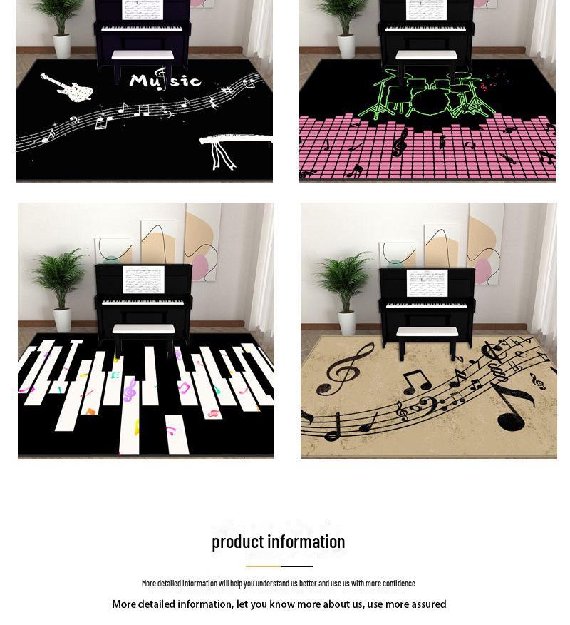 Geometric Music Instrument Crystal Velvet Non-Slip Sound-Insulating Piano & Drum Floor Mat - Dirt-Resistant, Washable Carpet