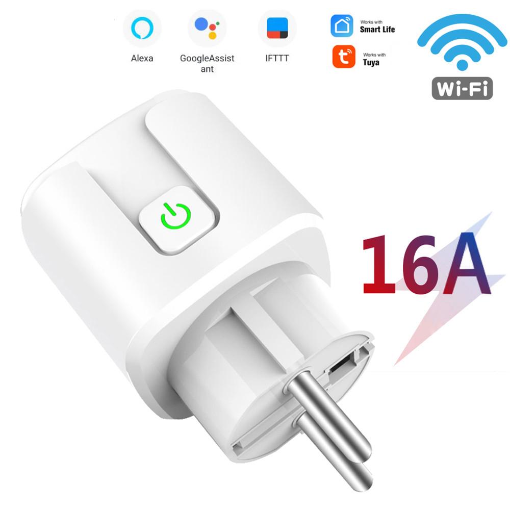 

Germa Tuya Wifi Eu Smart Plug 16a 220v Адаптер Бездротовий пульт дистанційного керування голосовим керуванням Монітор живлення Таймер Розетка для Google Home Alexa 1pc