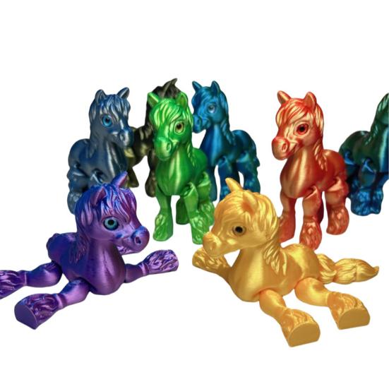 3D Printed Horse Figurine Movable Joints Pony Figure Articulated Animal Model Fidget Toy Home Office Desktop Decoration Ornament