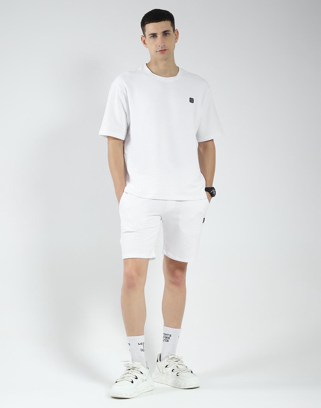 

Rock.It By Monte Carlo Mens Solid Round Neck Short Set M белый