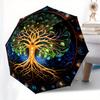 Tree of Life, Mandala themed Eight rib Automatic Folding Umbrella Is Suitable for Both Men and Women, Making It A Perfect Christmas and Vale