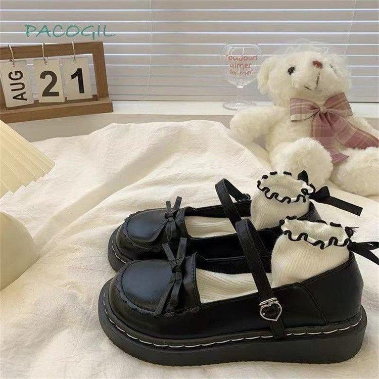 Black flat-soled small leather shoes, new student Lolita Japanese jk Mary Jane single shoes in autumn