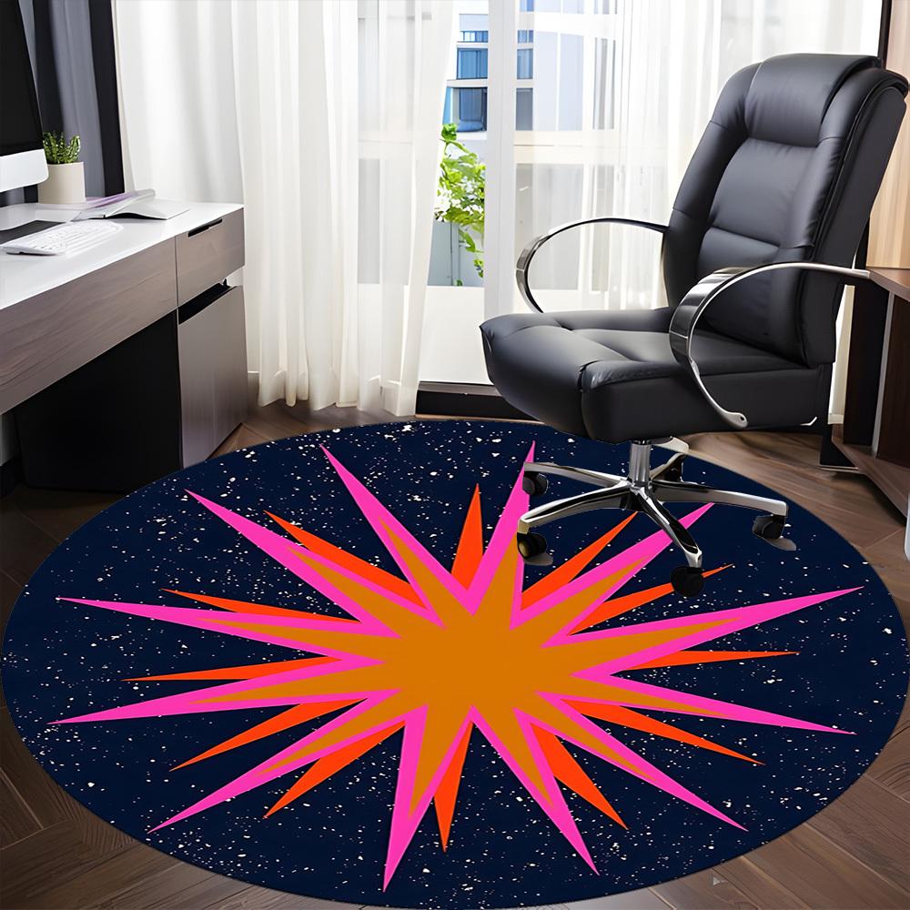 1pc Cosmic Burst Chair Carpet for Office, Round Non Slip Durable Large Size Office Carpet, Suitable for Office