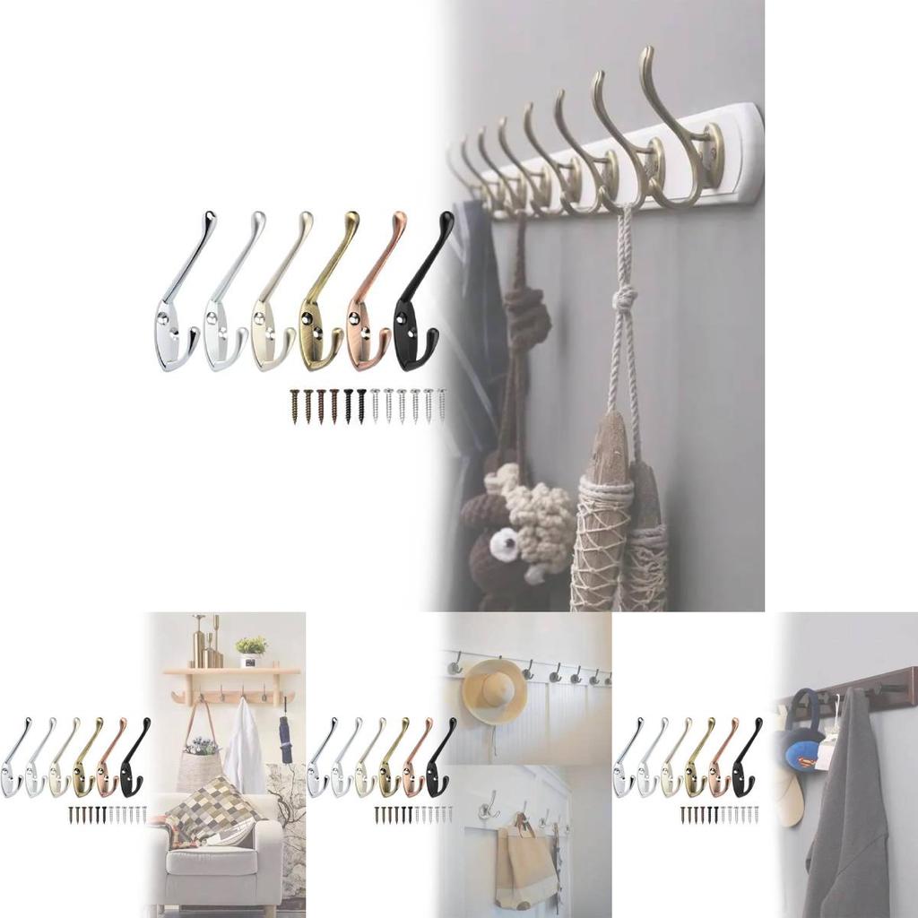 Modern Zinc Alloy Double Coat Hook For Bathroom And Closet Storage
