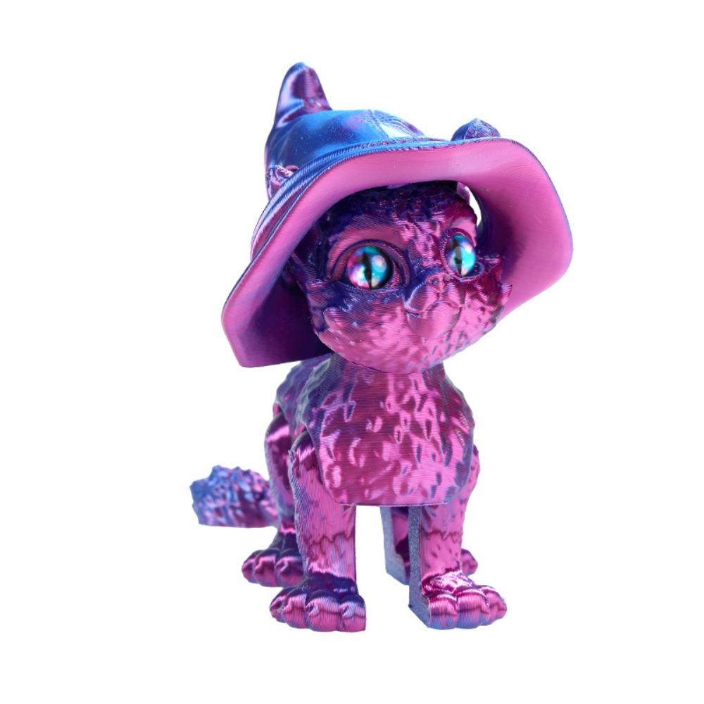 Plastic Material 3D Printed Cat Model Realistic Design Cute Cat Figure  Desktop Display