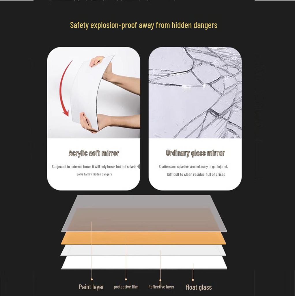 Acrylic Full-Body Self-Adhesive Wall Mirror - High-Definition Dressing Mirror Sticker