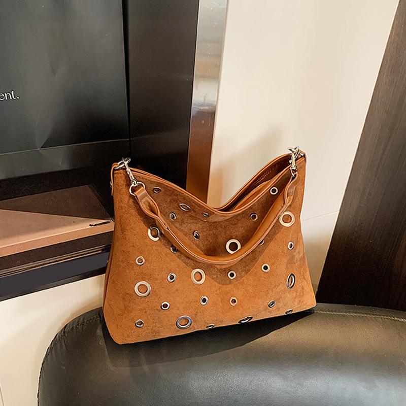 Yogodlns Vintage Suede Bag for Women New Large Capacity High-grade Commute Underarm Bags Fashion Niche Rectangle Handbag