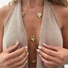 SHIXIN Vintage Exquisite Gold Color Flower Tassels Chain Pendant Necklace Women Punk Y-shaped Choker Wedding Party Neck Jewelry