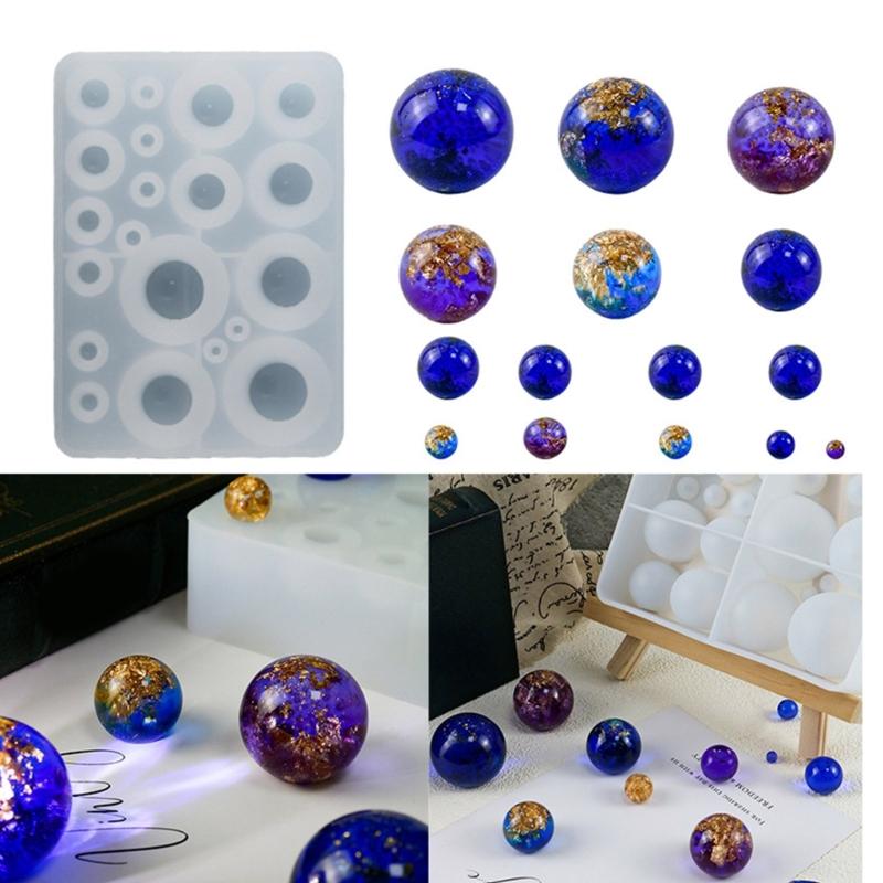 Resin Bead Molds for Jewelry Making 12-25mm Silicone Mold with Hole Epoxy Resin