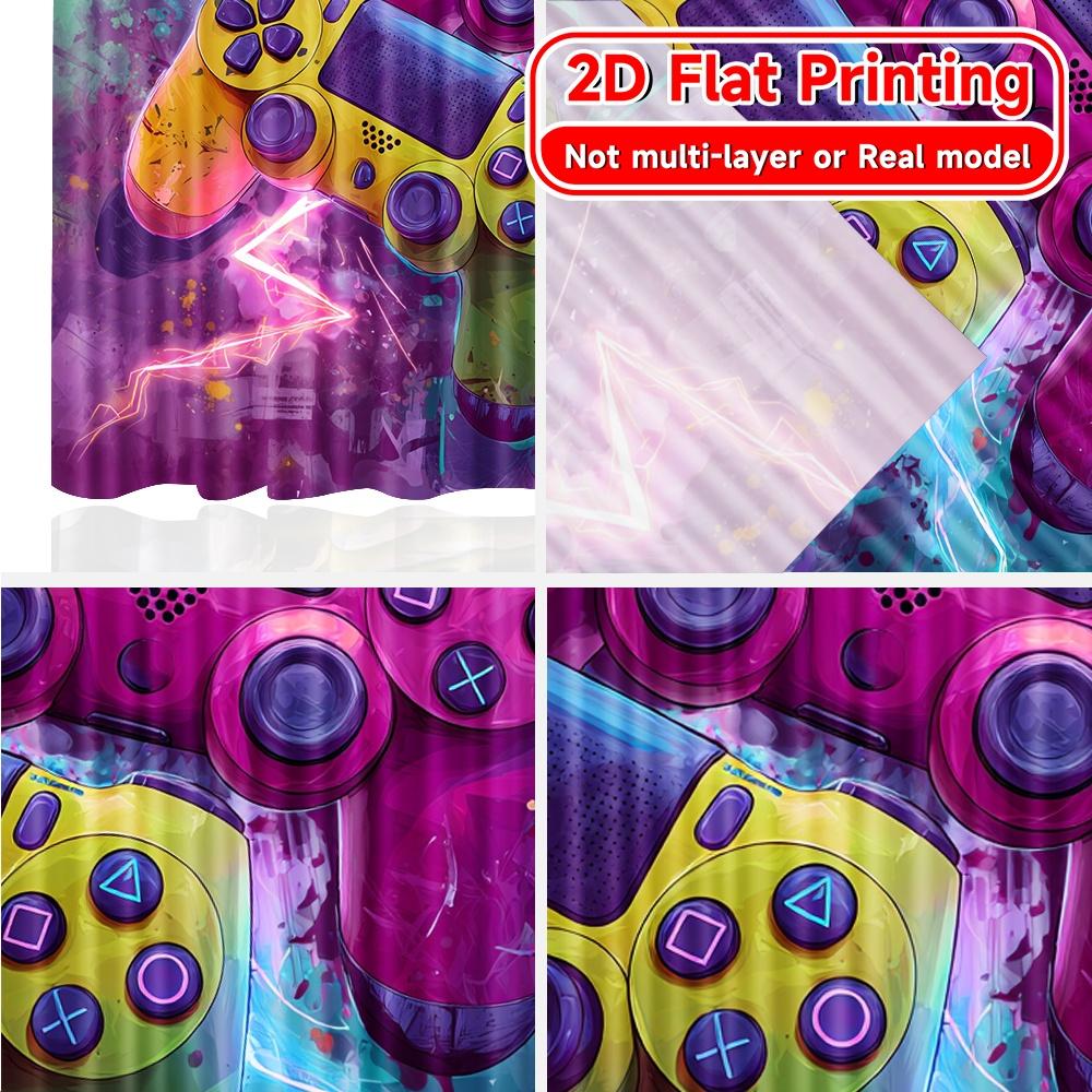 2D Flat Printing  2pcs Dual Neon Controllers Contemporary Modern Curtains Versatile Fabric Curtains Home Decor for Bedroom Office