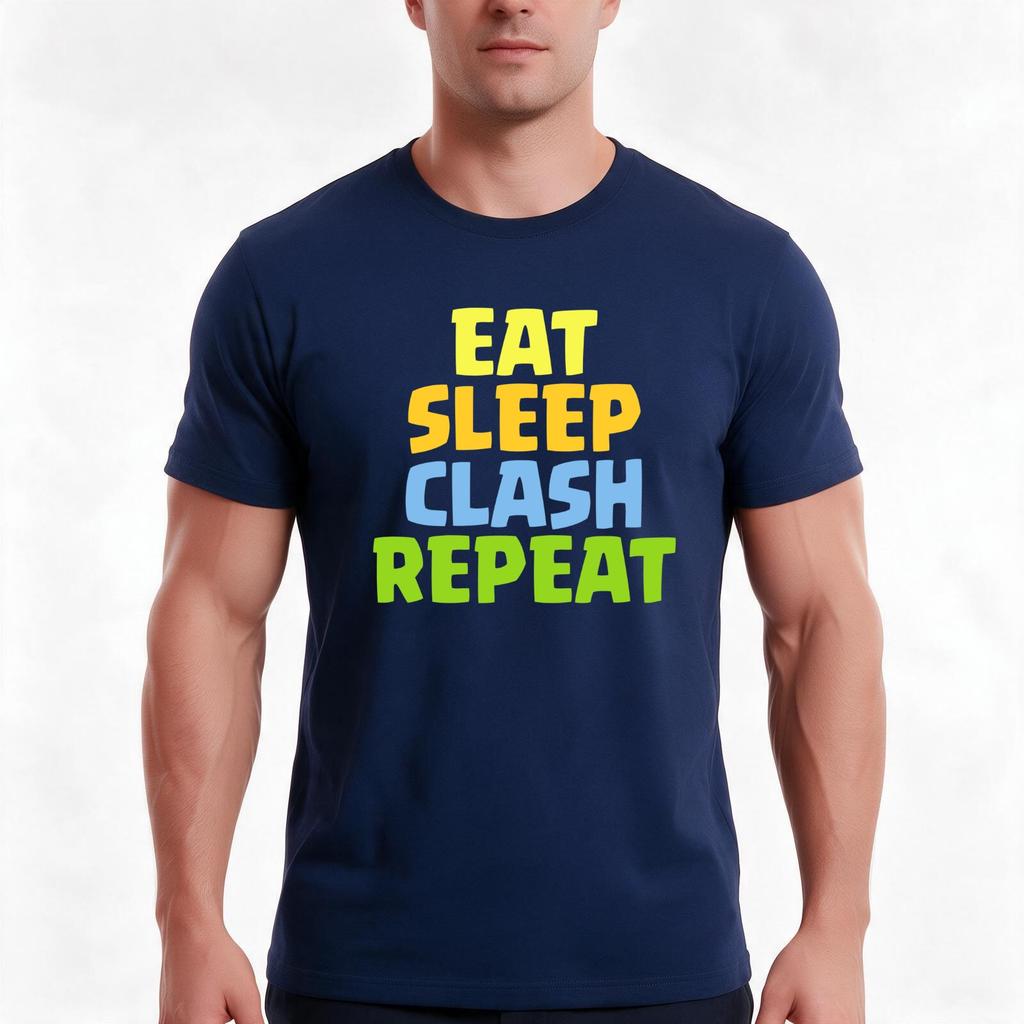 Eat Sleep Clash Repeat Funny Gift TShirt Summer Casual Cotton Tee Oversized Streetwear Tops Vintage Graphic Print