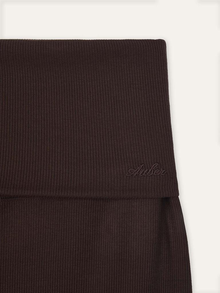 Obeleu Foldable Ribbed Dress Skirt - Brown