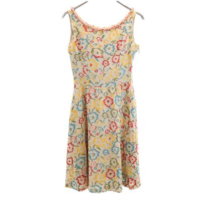 Rene Made In Japan Linen Floral No Sleeve One Piece 34 Beige Women Used