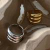 PONYKISS  Sterling Silver Three Layers Round Geometric Rings for Women Minimalist Trendy Opening Fine  Accessories