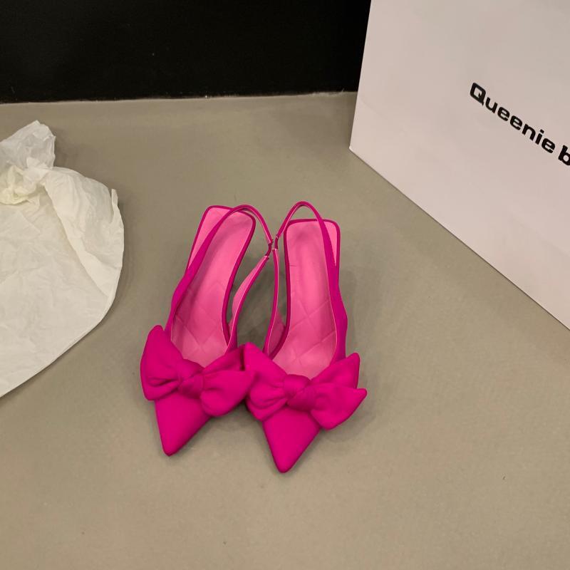 French black high heels temperament celebrity bag head sandals women's shoes 2025 new spring and summer pointed single shoes