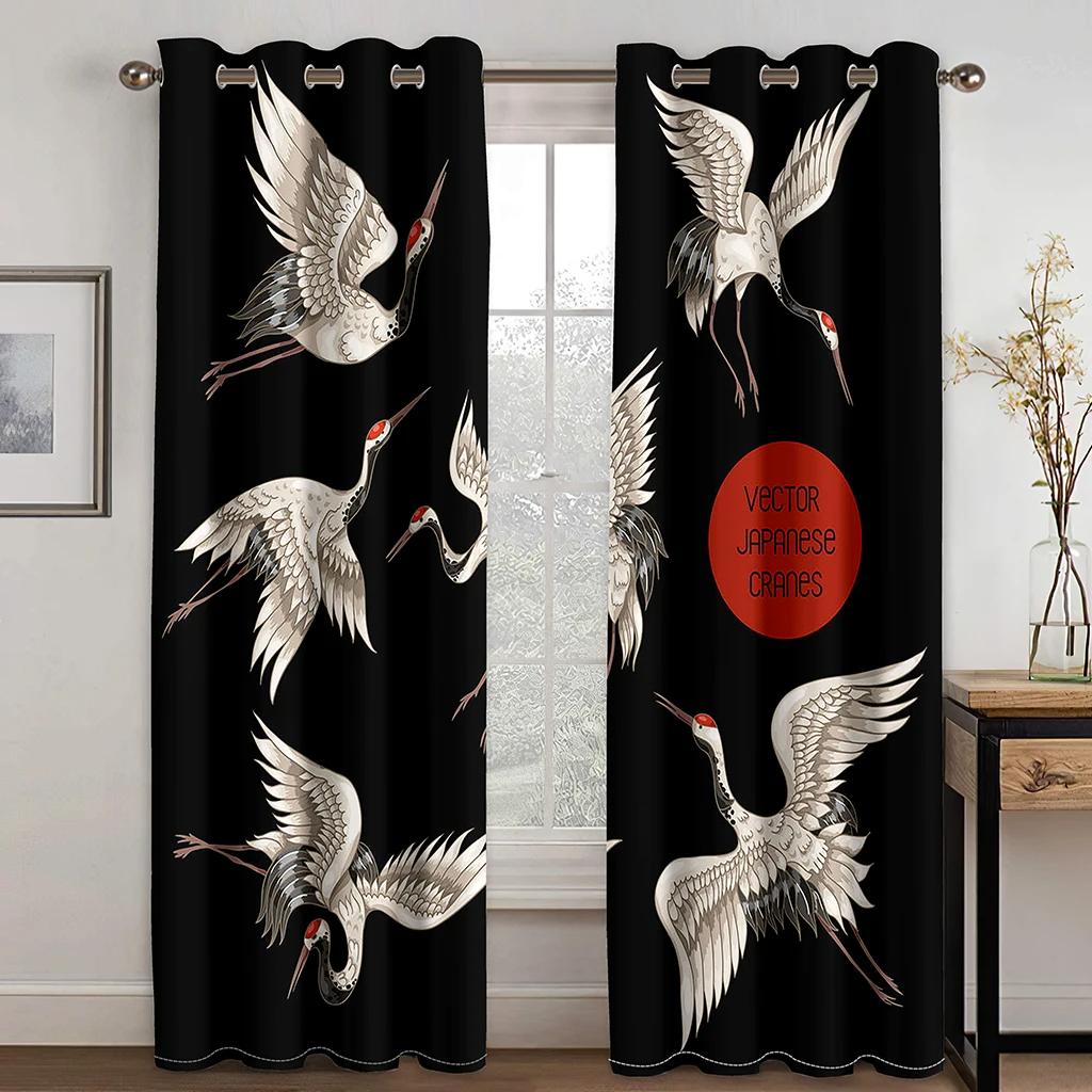 Japanisch Schöner Kran Sonne Welle Berg Wolke Hochverdunkelungsvorhang Schlafzimmer Wohnzimmer Hotel Fenstervorhang 2 Paneele Verdunkelung
