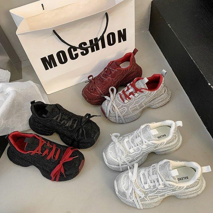 European goods full of diamond dad shoes women's spring 2025 new versatile thick-soled heightening fried street sports and leisure women's shoes