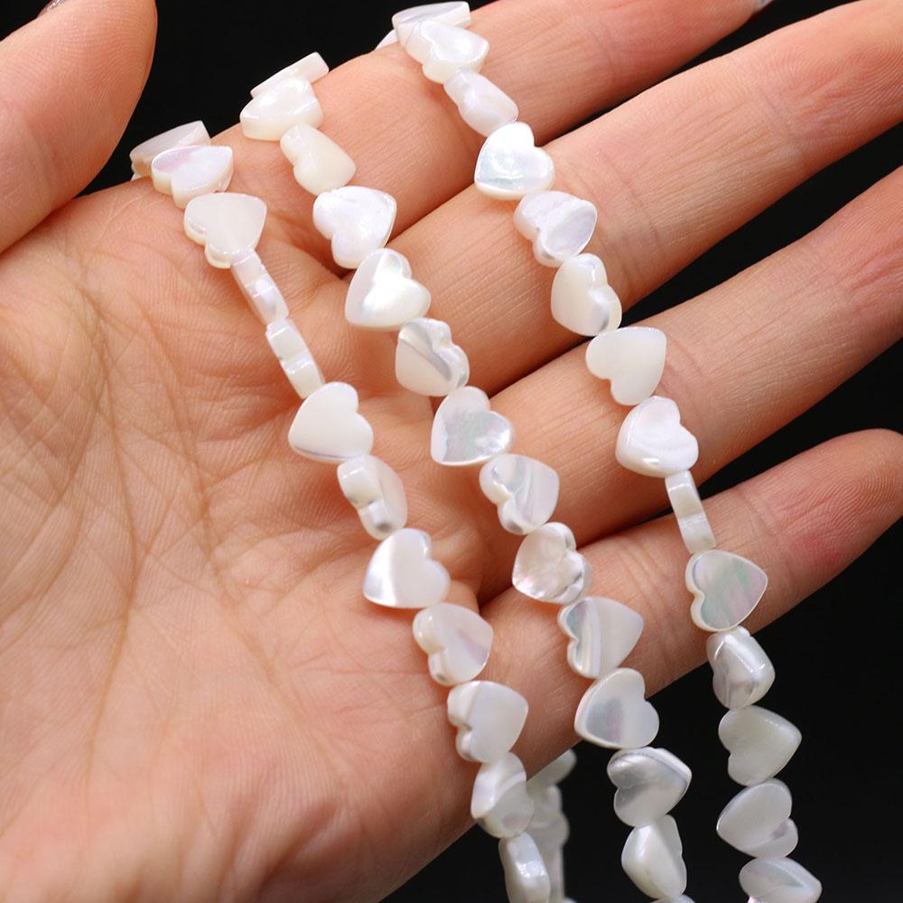 1Strand Natural Freshwater Shell Beads White Heart-Shaped Isolation Beads For Jewelry Making DIY Necklace Earrings Bracelet Beads Accessories