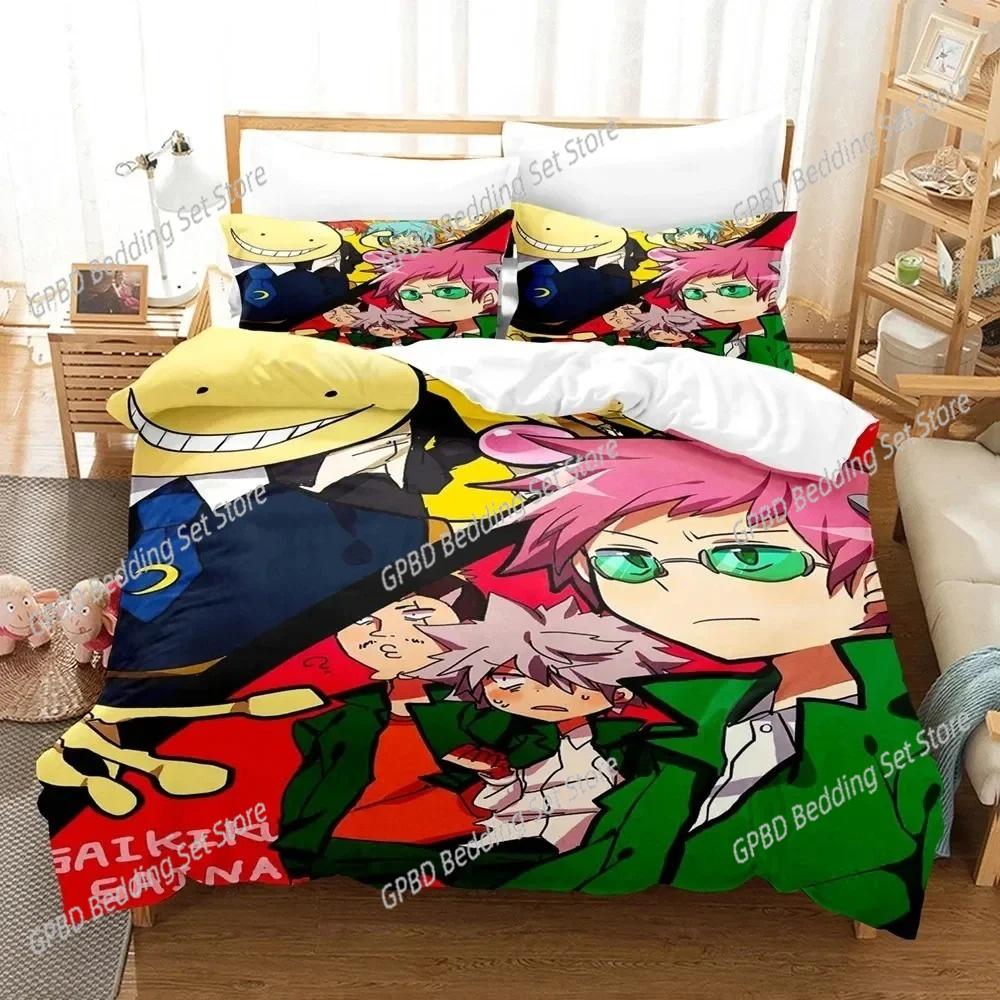 

Anime Disastrous Life of Saiki K Beding Set 3D Printed Suitable for Bedrom Soft Duvet Cover Set With Pilowcases Children Kids Home Textile 135*200cm Eu-Single
