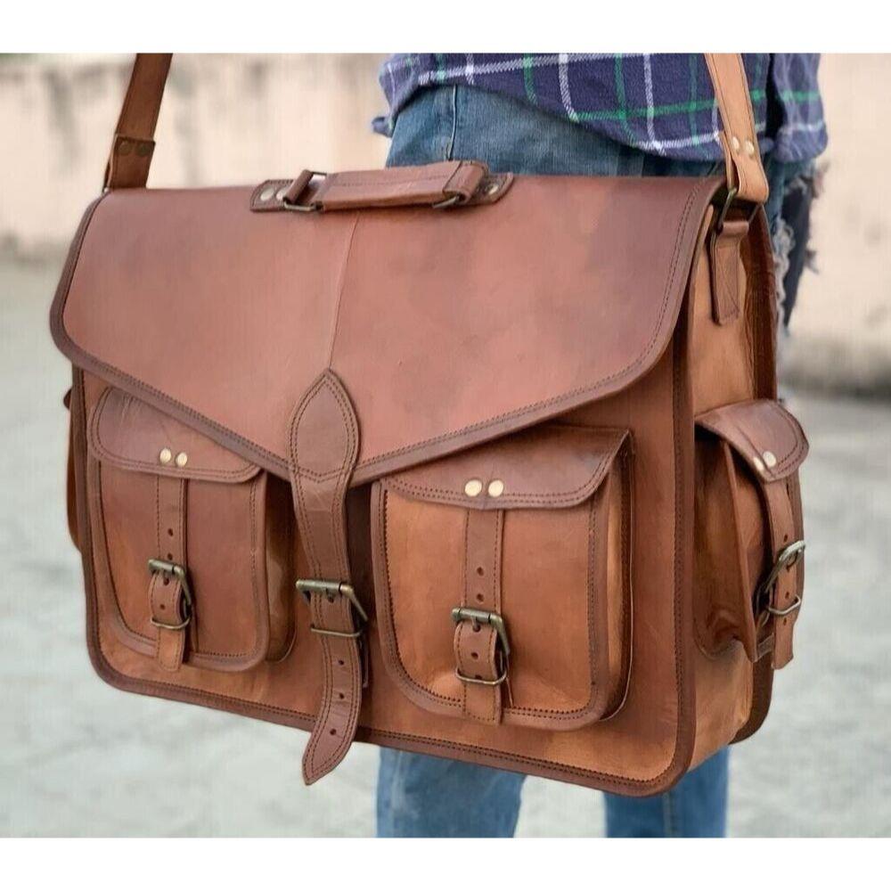 Мужской портфель для ноутбука из козьей кожи — фото 2