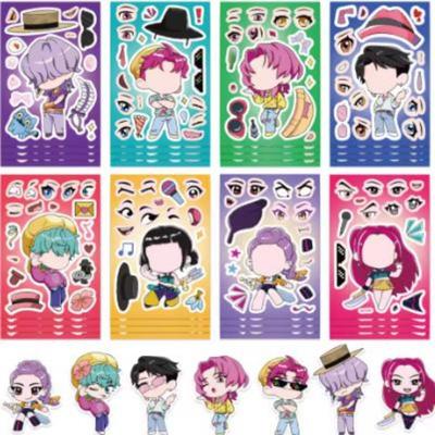 Neue Bögen Lustige Kpop Dämonenjäger Grimassen Puzzle Aufkleber Kinder DIY Spiel Kinder Puzzlespiel Spielzeug Geschenk