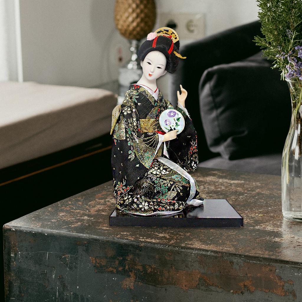 Boneca Gueixa Asiática Vintage 12 Polegadas Tipo Japonês Tradicional Quimono Estatueta para Decoração de Sala de Estar