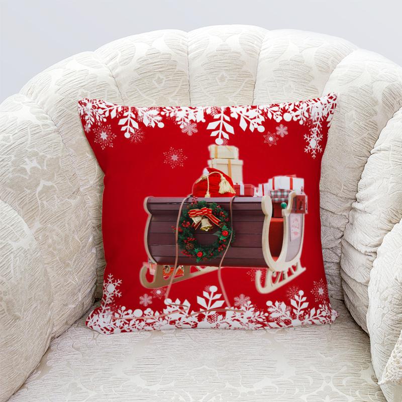 Happy New Year Christmas decorations printed cushion cover home living room sofa decoration pillowcase 45x45cm