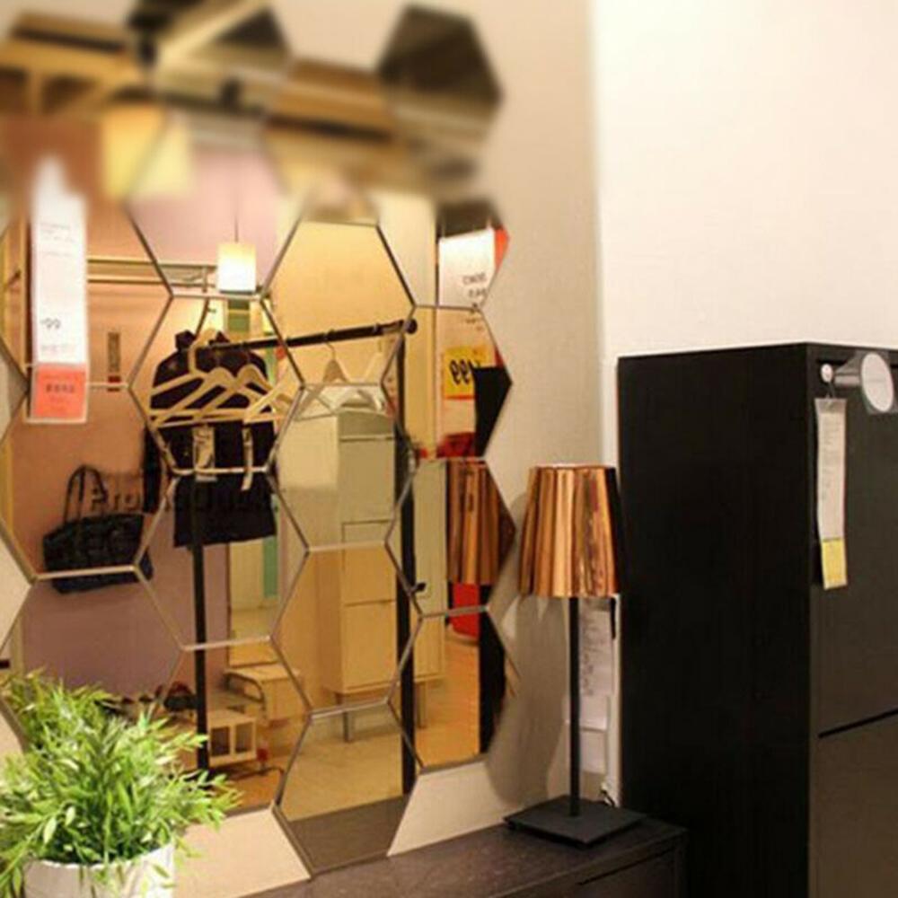 Mirror Stickers Bathroom Decorate Acrylic 80*70*40mm Home office 24pcs