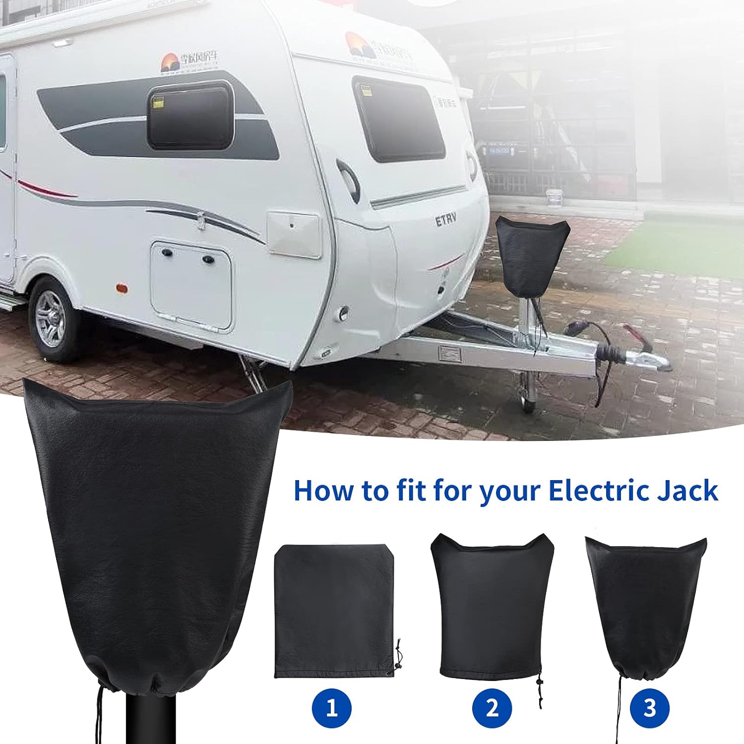 

Universal RV Electric Tongue Socket Cover -Weatherproof Protective Cover for Trailer Jacks, 17 H x 15 W, Durable Waterproof Imitation Leather