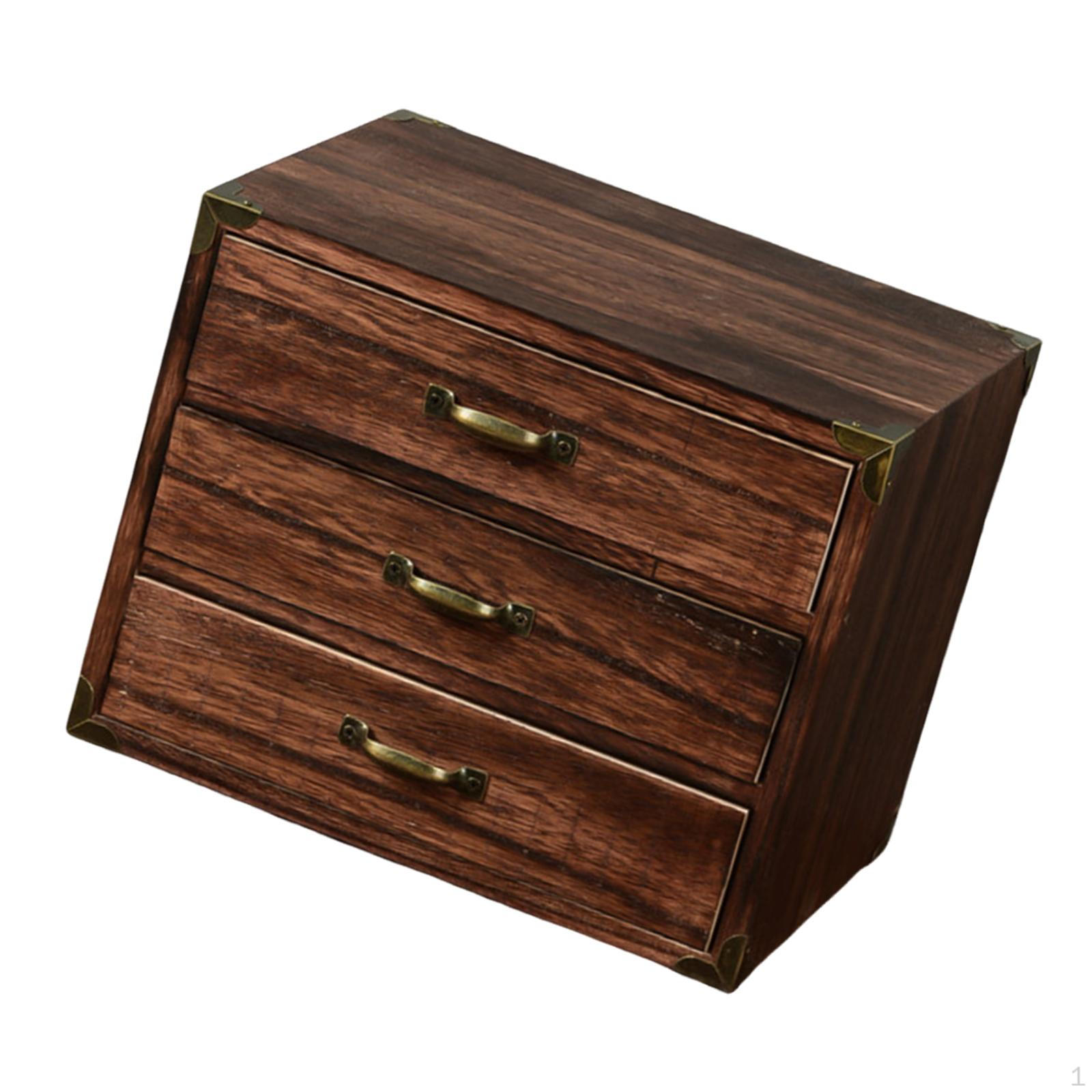 Wooden Desktop Organizer Compact Drawers Vintage Design Table Storage Cabinet Box for 24x18x19cm 3500₽