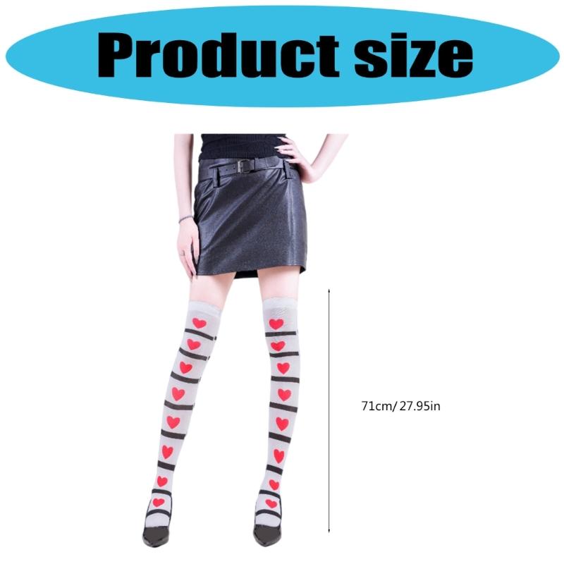 Women's Elastic Heart Pattern Hosiery Soft Halloween Party Soft Thigh High Socks Over the Knee Comfortable Wear