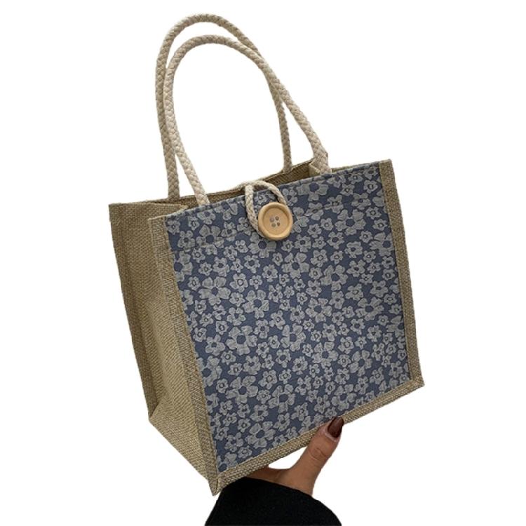Casual Burlap Handbag Lightweight Shopping Bag Reusable Grocery Beach Bags