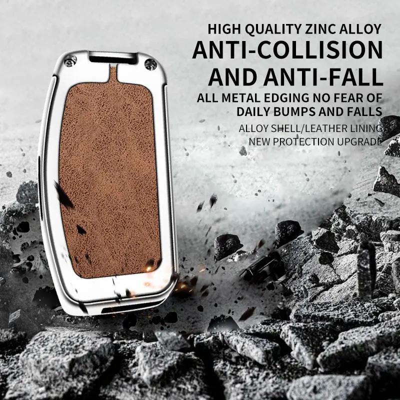 Interior Mouldings Car Metal Key Case Cover Shell For Ford Focus 2 3 Ecosport C-Max S-Max Ka Mondeo Kuga Galaxy Fiesta Keychain