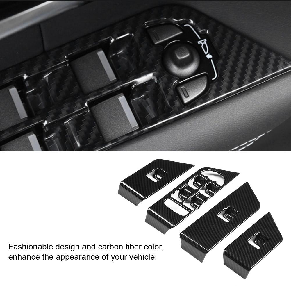 4Pcs Carbon Fiber Window Lift Button Cover Trim Frame for Land Rover Range Rover Evoque 1217