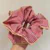 Retro Colorful Lattice Ruffles Hair Scrunchies Headbands for Womens Girls Sweet Romance Hair Rope Rubber Band Hair Accessories