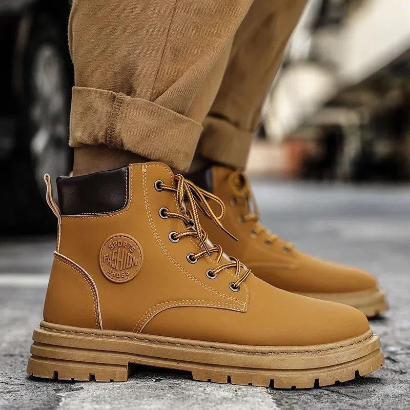 Martin Boots Men's Spring and Autumn High Top Workwear Boots British Style Short Boots Thick Soled Boots