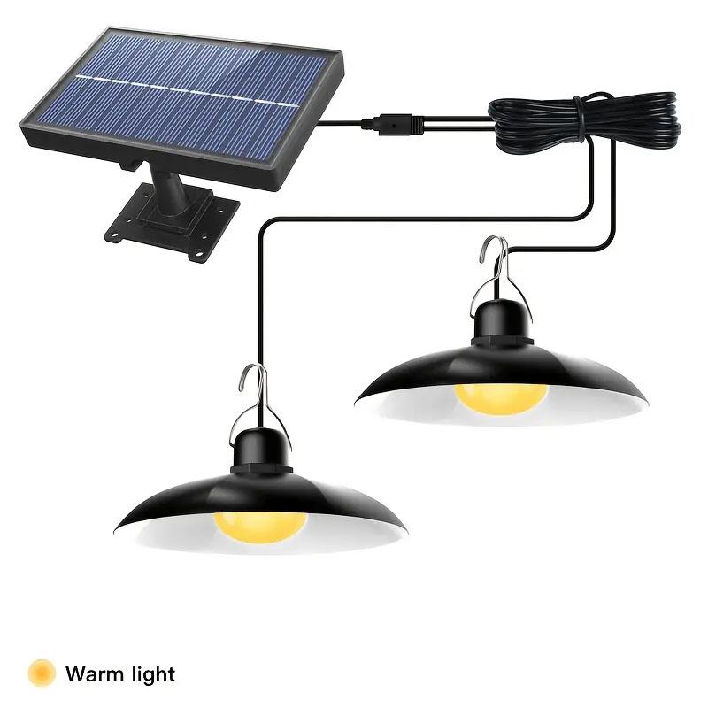 A New  Super Bright Split Dual Heads Solar Pendant Light Household Indoor Solar Light and Outdoor Solar Panel For Camping Garden