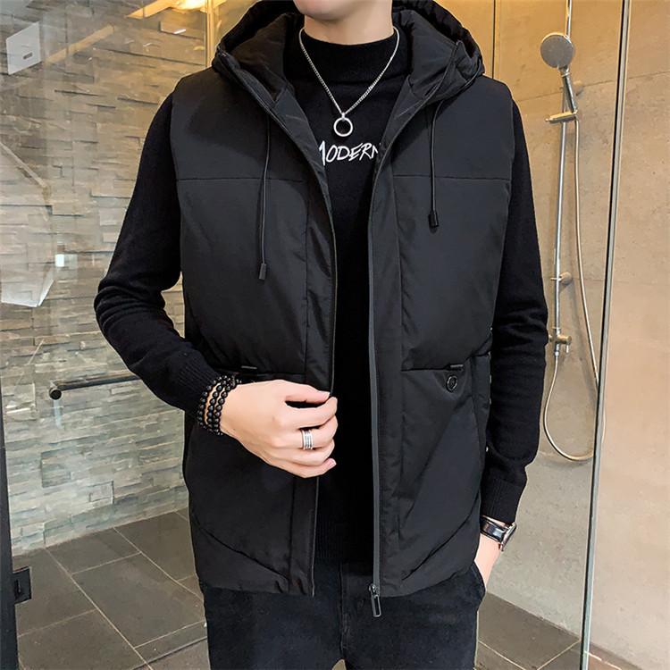 

Осенне-зимний мужской жилет с капюшоном большого размера, спортивная куртка, утолщенный терможилет 4XL чёрный