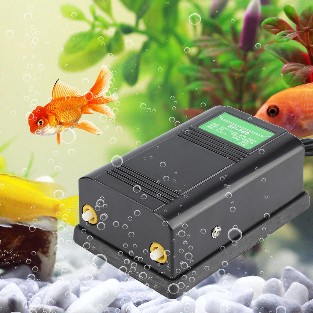 -780 5W Fish Aeration Increase Oxygen Pump Aquarium Double Hole Volume