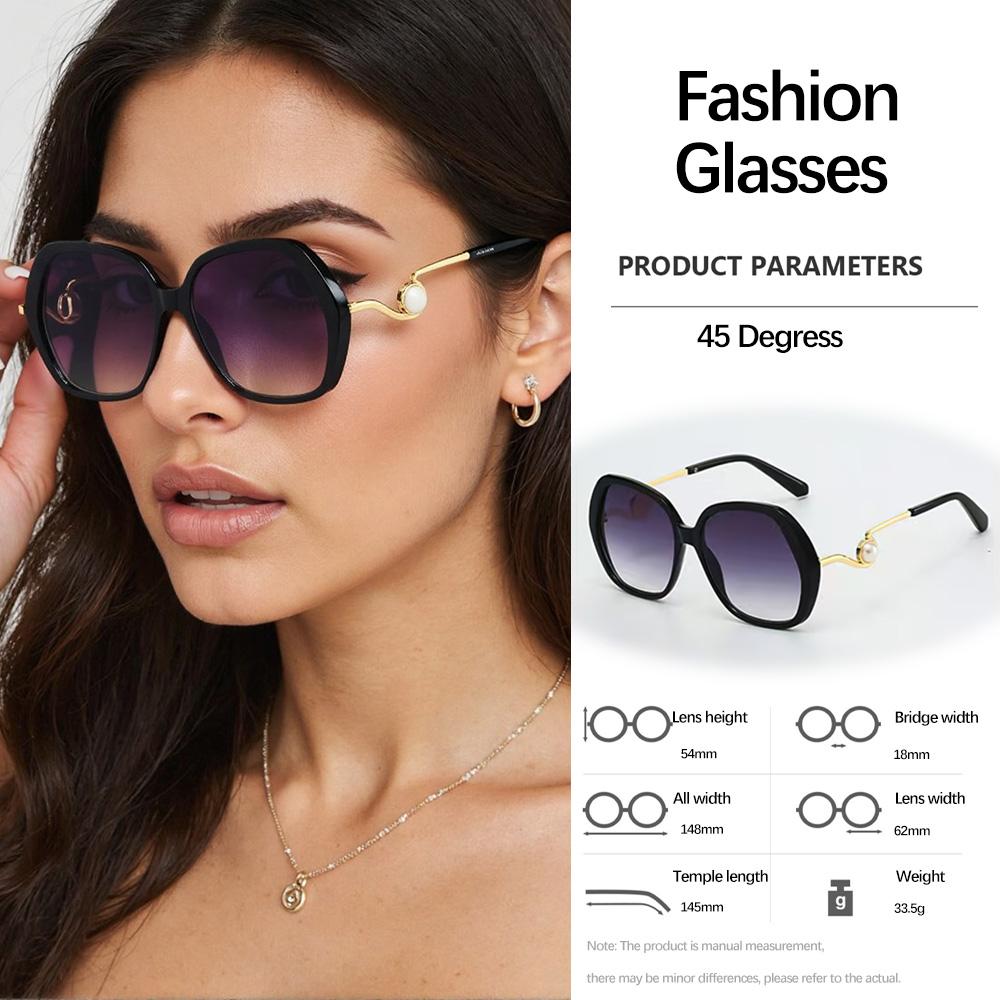 

Wide Edged Polygonal Stylish Sunglasses with Irregular Geometric Design Alloy Metal Decoration Temple Accessories Eyewear Female